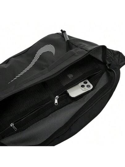 Nike حقيبة كتف/حقيبة كروس بودي/حقيبة خصر عاكسة للضوء من نايكي، تصميم للجنسين/للأزواج، أسود