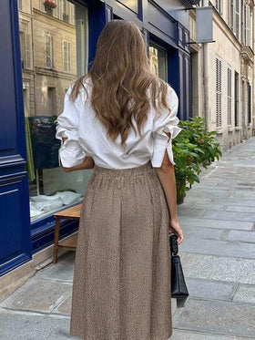 Vionelle تنورة طويلة أنيقة للمرأة ذات الحجم الكبير، خصر مطاطي، سحاب جانبي، طباعة مربعات، تصميم مقسم، متعددة الاستخدامات، للحفلات والاستخدام اليومي، موضة