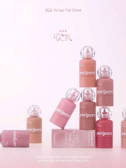 Peripera مجموعة أحمر خدود سائل SYRUPY TOK المكونة من 5 قطع، 003 صداقة بنفسجي-أحمر، أحمر خدود سائل، نهاية مبللة، ترطيب طوال اليوم، ملمس ناعم كالحرير، 9 جرام/0.32 أونصة
