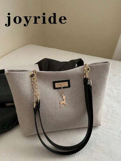 حقيبة يد كبيرة السعة للنساء، حقيبة كتف سلسلة أنيقة، حقيبة إبط موضة جديدة، حقيبة كتف كتان عتيقة