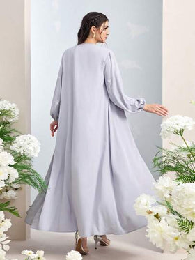 Al Najma رمضان عباءة نسائية أنيقة بأكمام فانوس فضفاضة مزينة بخرز مصنوع
