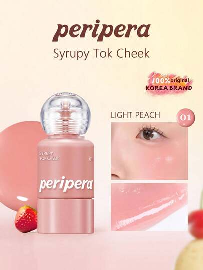 Peripera مجموعة أحمر خدود سائل SYRUPY TOK المكونة من 5 قطع، 001 خوخ فاتح، أحمر خدود سائل، إنهاء مشرق، ترطيب طوال اليوم، ملمس ناعم كالحرير، 9 جرام / 0.32 أونصة
