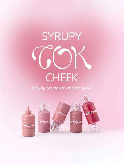 Peripera مجموعة أحمر خدود سائل SYRUPY TOK المكونة من 5 قطع، 001 خوخ فاتح، أحمر خدود سائل، إنهاء مشرق، ترطيب طوال اليوم، ملمس ناعم كالحرير، 9 جرام / 0.32 أونصة