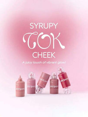 Peripera مجموعة أحمر خدود سائل SYRUPY TOK المكونة من 5 قطع، 001 خوخ فاتح، أحمر خدود سائل، إنهاء مشرق، ترطيب طوال اليوم، ملمس ناعم كالحرير، 9 جرام / 0.32 أونصة