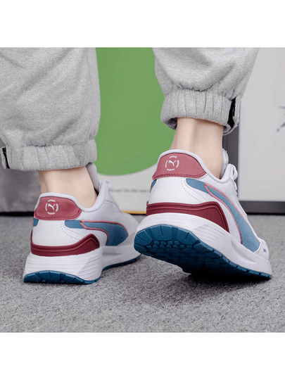 Puma حذاء رياضي منخفض الرقبة برباط من بوما رانتايمد بلس ريترو بريب للجنسين، مقدمة دائرية، 389237-01