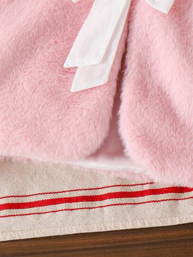 Elladie kids كارديجان طويل الأكمام فضفاض أبيض للفتيات الصغيرات مع فيونكة، ملابس خارجية شتوية أنيقة وأنيقة للأطفال، فستان وردي فاخر للفتيات الصغيرات مع كارديجان، فستان وردي للفتيات الصغيرات مع جاكيت، طقم جاكيت وتنورة للأطفال