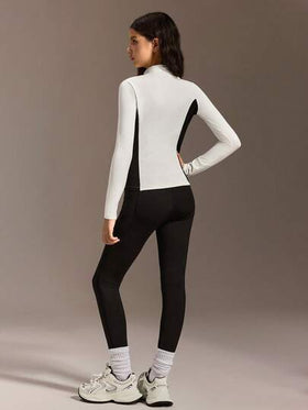 SHEIN ملابس علوية وبنطلون أسود وأبيض للمراهقات، مريح وعالي المطاطية، مناسب للرياضة والتمارين