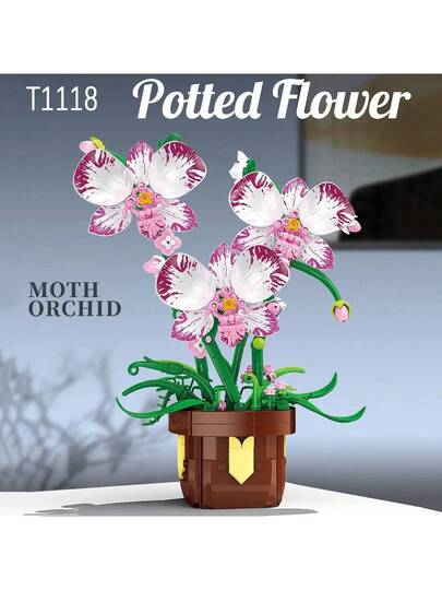 مجموعة نموذج بناء الأوركيد المزروعة في أصيص، ديكور المنزل، تخفيف الضغط، استمتع بوقت التجميع السلمي، هدية عيد ميلاد/عطلة، مناسبة للهدايا