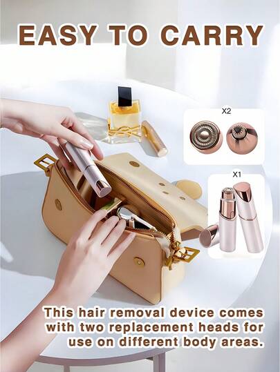 GENAI إزالة شعر الوجه المحمول للنساء، ماكينة تشذيب الحواجب والحلاقة الوجه 2 في 1، تصميم قابل للشحن لطيف