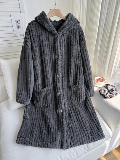 SHEIN EZwear معطف فليس قابل للعكس رمادي داكن