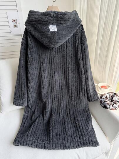 SHEIN EZwear معطف فليس قابل للعكس رمادي داكن