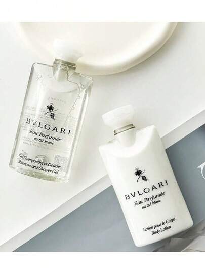 Bvlgari مجموعة غسول وكريم جسم بحجم السفر 40 مل، مرطب ومغذي، طقم العناية بالبشرة للسفر، مجموعة كريم جسم وغسول 2 قطعة، زجاجات 40 مل، مغذي، محمول، طقم استحمام