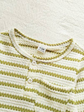 SHEIN Vintaside Kids طقم ملابس كامل للأطفال الصبيان، ملابس علوية بأكمام طويلة مخطط بطراز كلاسيكي وبنطال بلون متباين، مناسب للارتداء في الربيع/الخريف، للاستخدام اليومي، للخروجات، الحفلات، العطلات، الحدائق