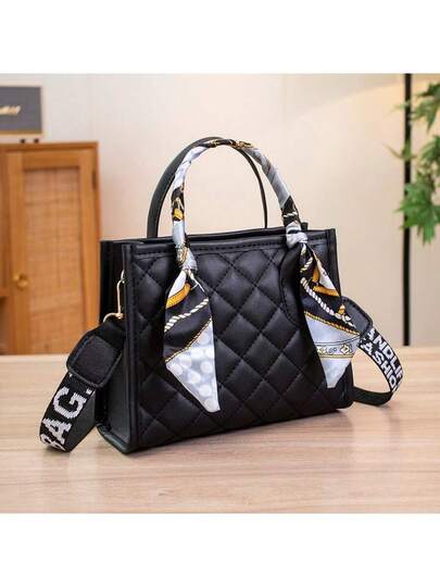 وشاح كاجوال مطرز بالألماس موضة 2026 الجديدة، حقيبة كروس بودي للنساء مطبوع عليها حرف