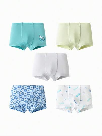 Balabala ملاحظات قطنية للأولاد من الدرجة الأولى، ملابس داخلية ناعمة قابلة للتنفس مضادة للبكتيريا، 5 عبوات شورتات للأطفال