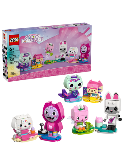 LEGO كتل البناء غابي دمية المنزل - قطط الطوب لغابي، لعبة للبنات والأولاد 6+ سنوات، مجموعة لعب الأدوار مع 6 أشكال حيوانات لعبة، هدية عيد الميلاد 11215