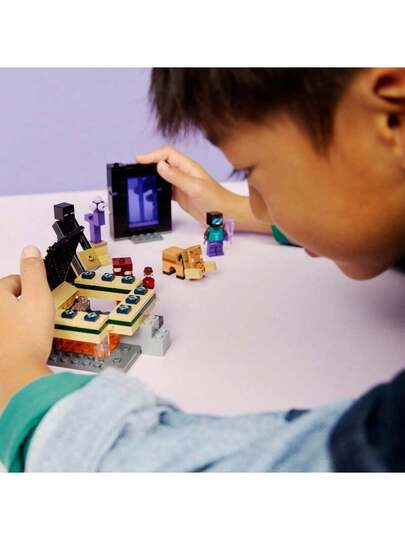 LEGO لعبة بناء ليغو ماينكرافت رحلة بوابة النذير والنهاية للأولاد والبنات - مجموعة ألعاب الفيديو وألعاب الشخصيات للأطفال، من عمر 7 سنوات فما فوق - مع شخصية بطل صغيرة رائعة - فكرة هدية لأعياد الميلاد - ألعاب كتل 21584