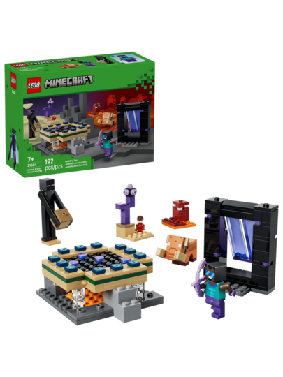 LEGO لعبة بناء ليغو ماينكرافت رحلة بوابة النذير والنهاية للأولاد والبنات - مجموعة ألعاب الفيديو وألعاب الشخصيات للأطفال، من عمر 7 سنوات فما فوق - مع شخصية بطل صغيرة رائعة - فكرة هدية لأعياد الميلاد - ألعاب كتل 21584