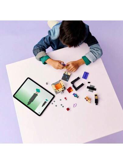 LEGO لعبة بناء ليغو ماينكرافت رحلة بوابة النذير والنهاية للأولاد والبنات - مجموعة ألعاب الفيديو وألعاب الشخصيات للأطفال، من عمر 7 سنوات فما فوق - مع شخصية بطل صغيرة رائعة - فكرة هدية لأعياد الميلاد - ألعاب كتل 21584