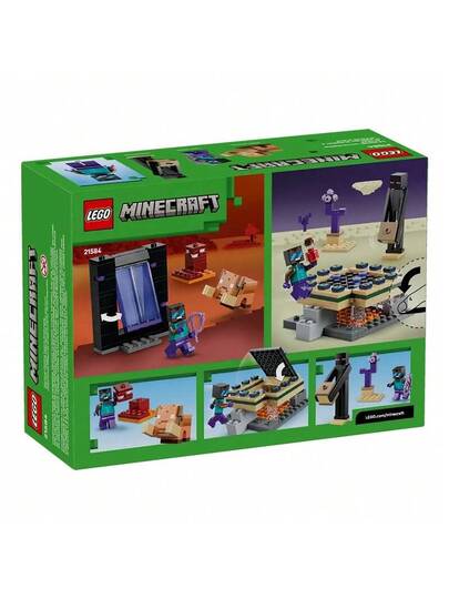LEGO لعبة بناء ليغو ماينكرافت رحلة بوابة النذير والنهاية للأولاد والبنات - مجموعة ألعاب الفيديو وألعاب الشخصيات للأطفال، من عمر 7 سنوات فما فوق - مع شخصية بطل صغيرة رائعة - فكرة هدية لأعياد الميلاد - ألعاب كتل 21584