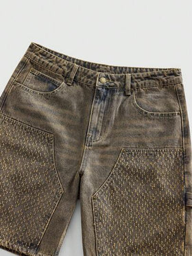 ROMWE MEN Grunge Punk شورتات جينز كاجوال مغسولة للرجال