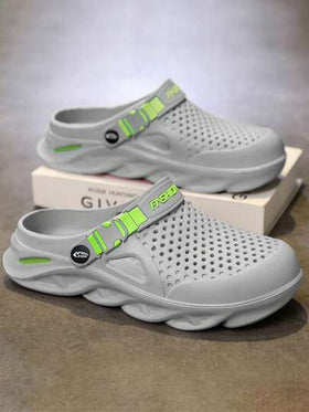 صنادل رجالية ذات لون واحد قابلة للتنفس، نعال داخلية/خارجية مريحة مانعة للانزلاق، أحذية شاطئ خفيفة الوزن من شبكة مفرغة للتخييم والتنزه