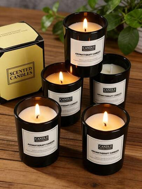 شمعة معطرة من شمع العسل النقي وشمع الصويا - وعاء واحد، فتيل واحد، بدون دخان، كوب زجاجي أسود مطفي، مع علبة هدايا - هدية مثالية لحفل التخرج