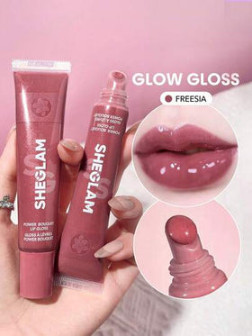 SHEGLAM ملمع شفاه Power Bouquet-ملمع شفاه مرطب ملون لامع من Freesia زيت شفاه غير لاصق مرطب للشفاه بخلاصة الفريزيا للعناية بالشفاه ملمع شفاه بني لعيد الميلاد المجيد في الشتاء روج تنت أرواج علامة تجارية جمال مكياج ميكب مستحضرات تجميل للنساء الفتيات مثالي لف