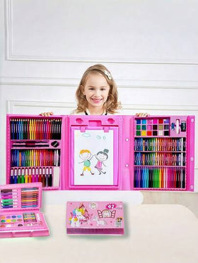 208/150/86 قطعة مجموعة رسم للأطفال، تشمل أقلام تلوين مائية، أدوات رسم، أقلام ملونة، أقلام شمع، ألوان زيتية، كتل ألوان، صندوق فني، أقلام ملونة، مجموعة كاملة من فرش الرسم، علبة هدايا، مثالية للرسومات الملونة للأطفال، هدية عيد ميلاد وعيد الميلاد رائعة