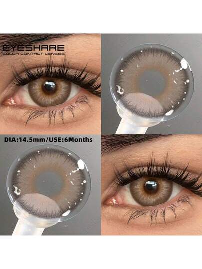 عدسات لاصقة ملونة للعيون من EYESHARE، عدسات لاصقة طبيعية بني، عدسات رمادية، عدسات زرقاء، عدسات خضراء، مكياج للعيون، مدة الاستخدام 6 أشهر