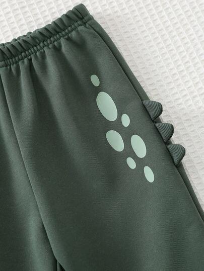 Cozy Pixies مجموعة ملابس علوية بأكمام قصيرة وبنطال بخصر مطاطي للأطفال الصبيان بطبعة ديناصور كرتونية محبوكة ناعمة، قطعتان