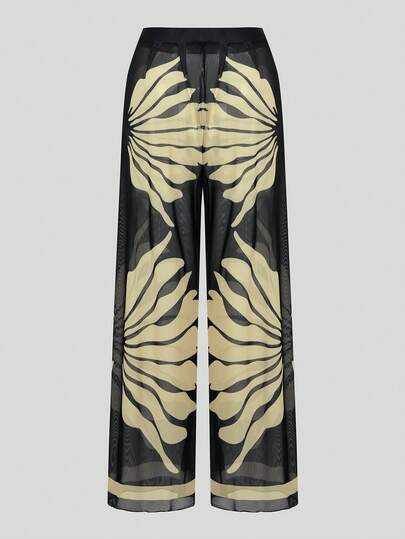 Swim Oasis بدلة سباحة نسائية من قطع ملونة مع بنطال ساق واسعة، طقم للشاطئ والإجازات