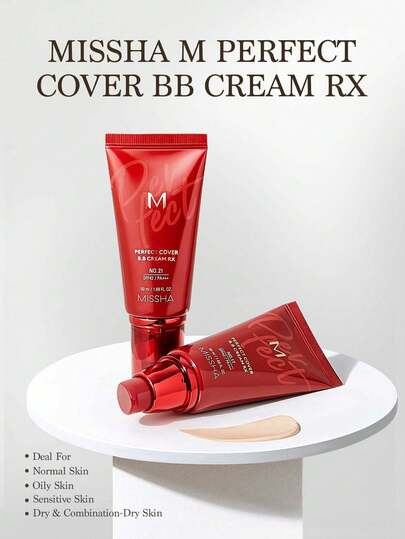 Missha كريم BB من ميشا M Perfect Cover SPF42 50مل - تغطية كاملة طويلة الأمد، مرطب، يخلق قاعدة مكياج بشرة خالية من العيوب، كريم CC، العناية بالبشرة المرطبة والمبيضة، ضروريات العطلات، سحر فتاة الورد، هدية عيد الميلاد للمرأة، مستحضرات تجميل ماركة أزياء، العو