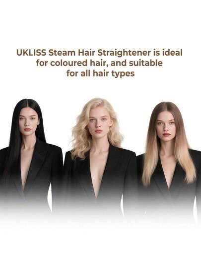 UKLISS مكواة بخار 2 في 1 - أداة ترطيب ذات لمعان درجة صالون لجميع أنواع الشعر (110 فولت - 240 فولت)