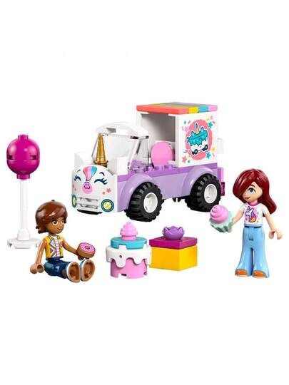 LEGO مكعبات بناء (مكعبات بناء) سلسلة الأصدقاء شاحنة توصيل كعكة وحيد القرن، لعبة مكعبات بناء، مناسبة للبنات والأولاد فوق 4 سنوات، تتضمن الشخصيات الصغيرة بايزلي وليو والإكسسوارات، فكرة هدية عيد ميلاد، 42675