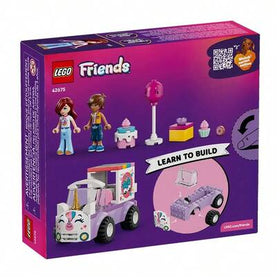 LEGO مكعبات بناء (مكعبات بناء) سلسلة الأصدقاء شاحنة توصيل كعكة وحيد القرن، لعبة مكعبات بناء، مناسبة للبنات والأولاد فوق 4 سنوات، تتضمن الشخصيات الصغيرة بايزلي وليو والإكسسوارات، فكرة هدية عيد ميلاد، 42675