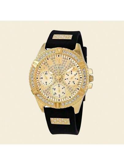 Guess ساعة نسائية كاجوال فاخرة من فرونتير مع سوار من السيليكون، قرص دائري، شاشة تقويم بلورية، ساعة يد عصرية مناسبة للاستخدام اليومي والمساء والمناسبات، هدية مثالية للنساء