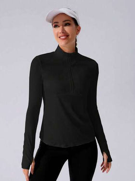 Velisys مجموعة من 2 قطعة بلوزة رياضية بسحاب ذات لون أحادي مناسبة للارتداء اليومي بقصة ضيقة