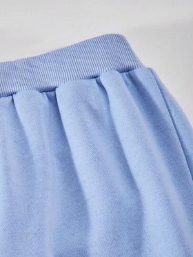 SHEIN 2 قطعة/مجموعة بنات طباعة زهور على ملابس بنطلون فضفاض وبلوزة ذات الخصر مشدود من البوليستر، بدلة رياضية كاجوال للخريف/الشتاء