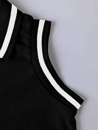 SHEIN مجموعة ملابس علوية بولو أكمام قصيرة وشورت مضلع للأطفال الرضع والصغار، مناسبة للاستخدام اليومي والرياضة والمنزل، من قطعتين، للأولاد الرضع من عمر 3 أشهر إلى 3 سنوات