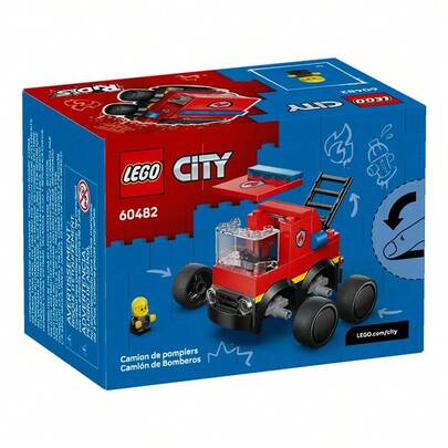 LEGO مجموعة دمى شاحنة إطفاء مدينة من قطع البناء - لعب دور الطوارئ للأطفال 5+ سنوات - تشمل سلم قابل للتمديد وشخصية رجل إطفاء صغيرة - هدية عيد ميلاد