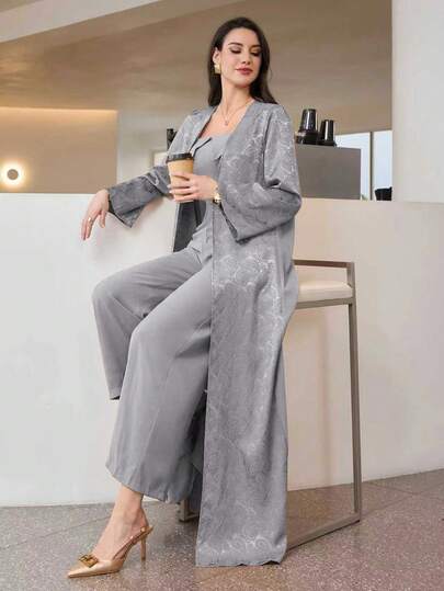 Graceveil رمضان جمبسوت نسائية بأسلوب عربي مع طبقة نسيج مزخرفة