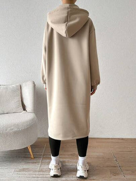 SHEIN EZwear معطف أخضر زيتوني مبطن بالحرارة، للنساء، خريف/شتاء