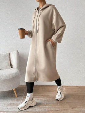 SHEIN EZwear معطف أخضر زيتوني مبطن بالحرارة، للنساء، خريف/شتاء