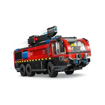 LEGO شاحنة إطفاء مطار ليغو سيتي لعبة بناء للأطفال - مركبة طوارئ تظاهرية للأولاد والبنات، من عمر 7 سنوات فما فوق - سيارة إطفاء لعبة مع 4 شخصيات صغيرة لرجال الإطفاء - فكرة هدية لأعياد الميلاد - 60499