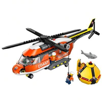 LEGO لعبة بناء طائرة إنقاذ الساحل من ليغو سيتي - مجموعة لعب الاستجابة للطوارئ للأولاد والبنات من عمر 7 سنوات فما فوق - تشمل 4 شخصيات صغيرة، سمكة قرش، وقارب إنقاذ - فكرة هدية لأعياد الميلاد - 60503