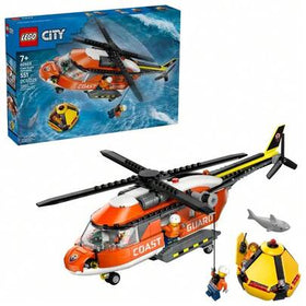 LEGO لعبة بناء طائرة إنقاذ الساحل من ليغو سيتي - مجموعة لعب الاستجابة للطوارئ للأولاد والبنات من عمر 7 سنوات فما فوق - تشمل 4 شخصيات صغيرة، سمكة قرش، وقارب إنقاذ - فكرة هدية لأعياد الميلاد - 60503