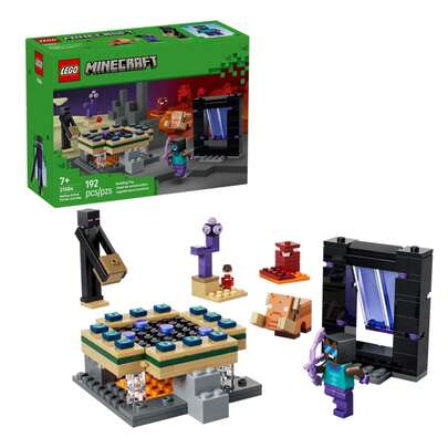 LEGO لعبة بناء ليغو ماينكرافت رحلة بوابة النيذر والنهاية - لعبة فيديو وألعاب صغيرة للأطفال من عمر 7 سنوات فما فوق - مع شخصية بطل صغيرة رائعة - فكرة هدية لأعياد الميلاد - 21584