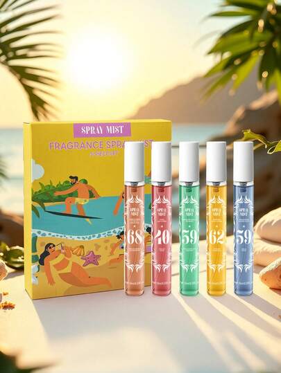 مجموعة هدايا رذاذ العطر البرازيلي 5 حبة، تشمل روائح الياسمين والبرقوق والفستق والفانيليا. نضارة طبيعية وطويلة الأمد، معطر هواء محمول مناسب للاستخدام اليومي، يحمي الملابس من الحشرات. هدية مثالية للأصدقاء والعائلة، مثالية لعيد الحب وعيد الأم.