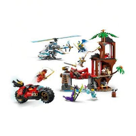 LEGO لعبة بناء سيارة نينجا وبيت الشجرة من ليغو نينجاغو للأولاد والبنات والأطفال من عمر 7 سنوات فما فوق - طقم لعب النينجا مع 5 شخصيات صغيرة ، دراجة نارية وطائرة هليكوبتر - فكرة هدية لأعياد الميلاد - 71857